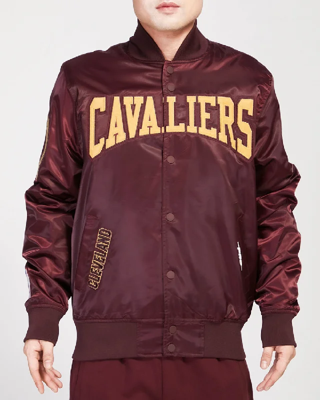 NBA CLEVELAND CAVALIERS CREST EMBLEM MEN'S SATIN JACKET (WINE)