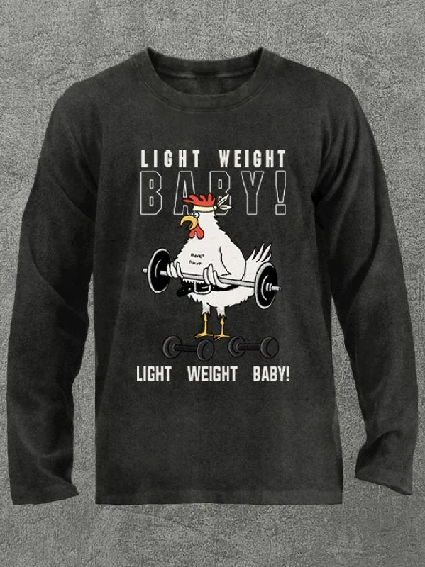 light weight baby gym rooster Washed Gym Long Sleeve Shirt