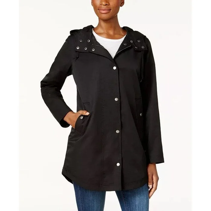 Style & Co Women's Hooded Anorak Jacket Black Size Small