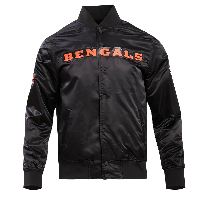 NFL CINCINNATI BENGALS BIG LOGO MEN'S SATIN JACKET (BLACK)