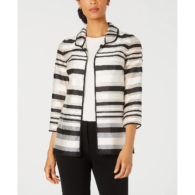 Kasper Women's Shadow-Stripe Jacket Black Size 18