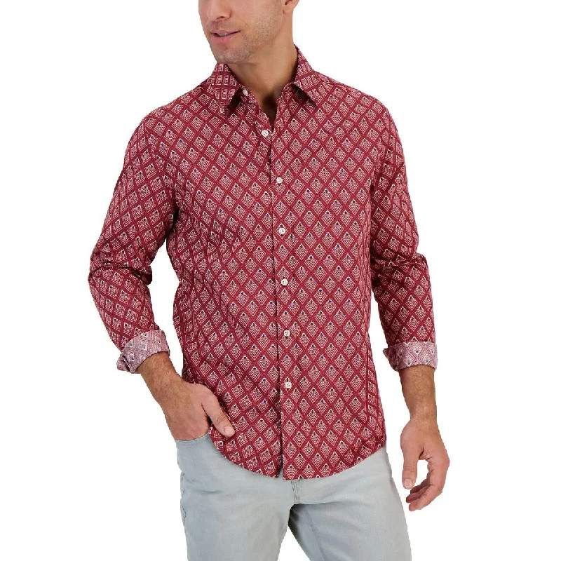 Club Room Mens Cotton Printed Button-Down Shirt