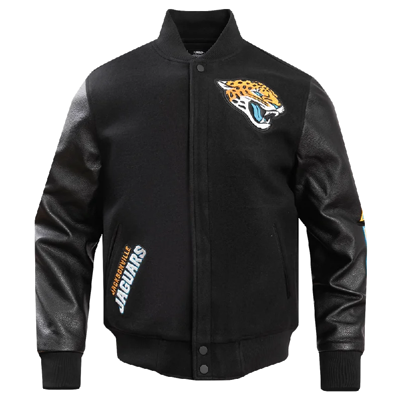 NFL JACKSONVILLE JAGUARS CLASSIC MEN'S WOOL VARSITY JACKET (BLACK)