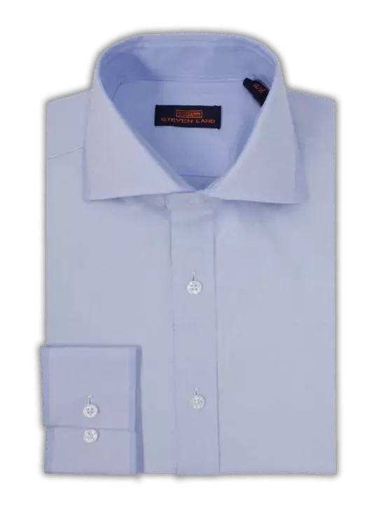 Steven Land Men's 100% Cotton Blue Classic Fit Spread Collar Dress Shirt