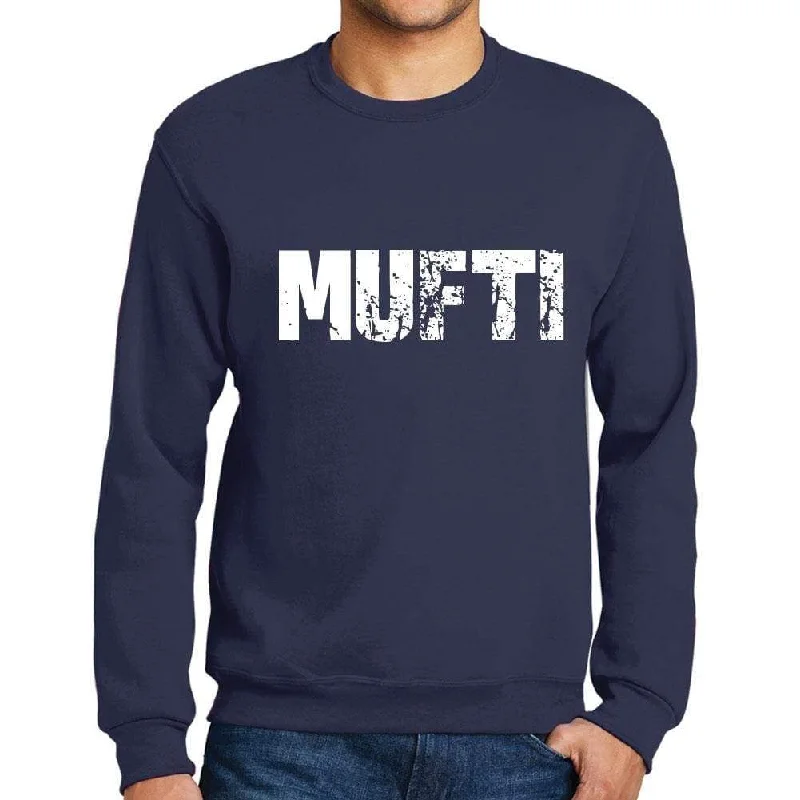 Men's Printed Graphic Sweatshirt Popular Words MUFTI French Navy