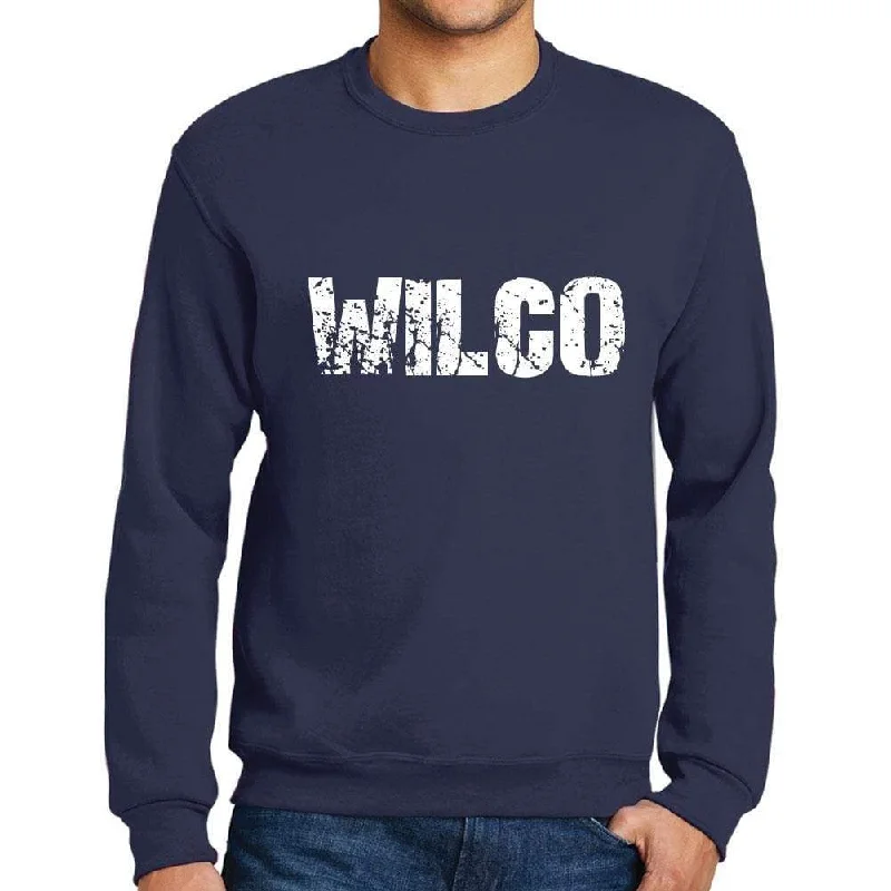 Men's Printed Graphic Sweatshirt Popular Words WILCO French Navy