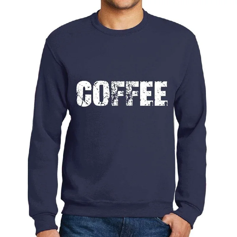 Men's Printed Graphic Sweatshirt Popular Words COFFEE French Navy