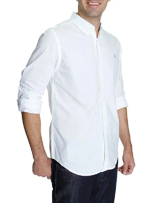 Club Room Mens Solid White 100% Cotton Slim Fit Dress Shirt