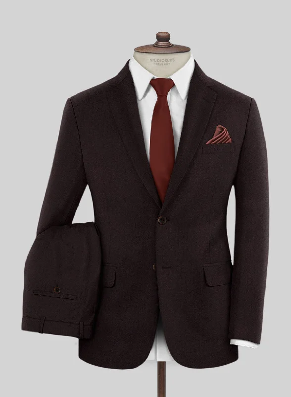 Scabal Sapphire Herringbone Wine Wool Suit