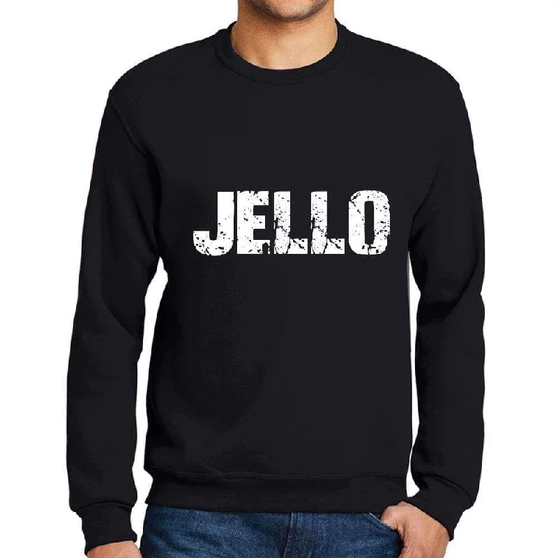 Men's Printed Graphic Sweatshirt Popular Words JELLO Deep Black