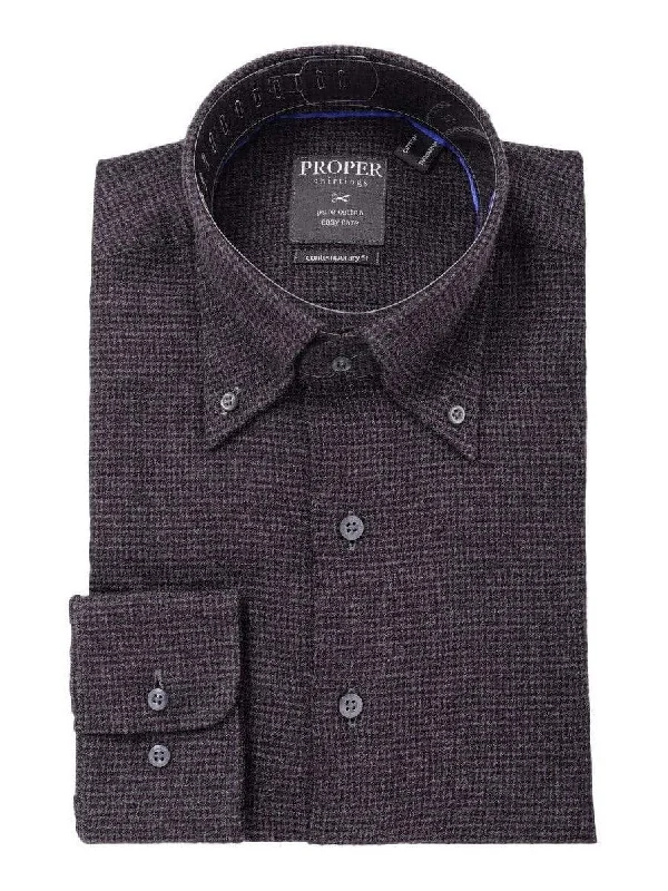 Mens Cotton Purple Herringbone Modern Fit Flannel Dress Shirt