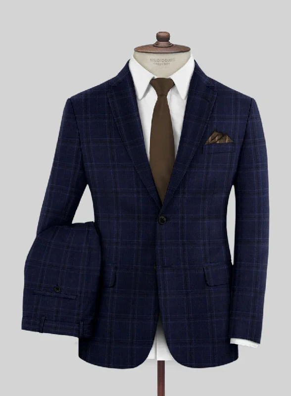 Reda Gulf Blue Checks Wool Suit