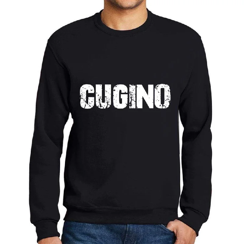 Men's Printed Graphic Sweatshirt Popular Words CUGINO Deep Black