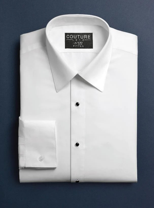 Couture 1910 Slim Fit Barrel Cuff Tuxedo Formal Shirt, White