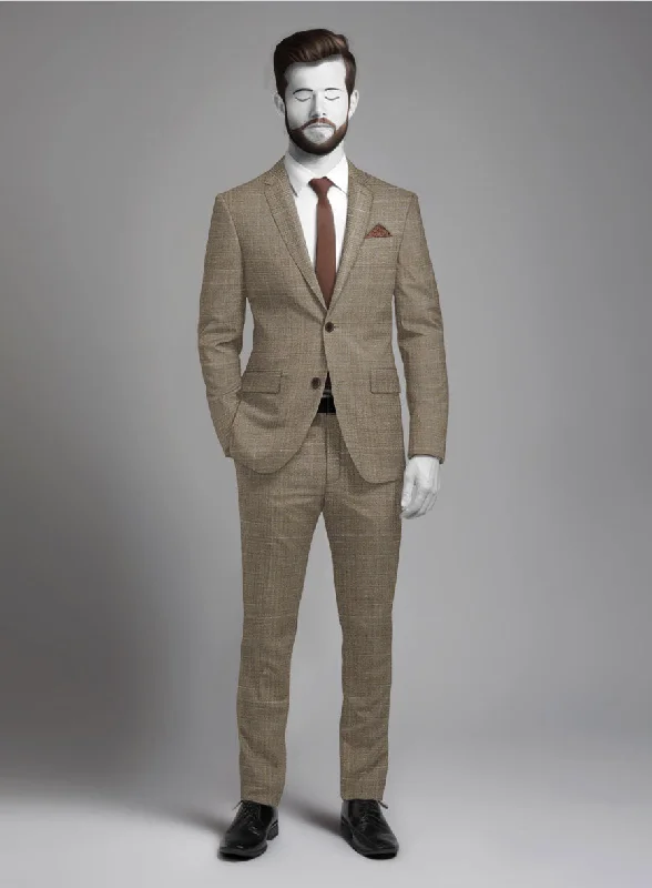 Napolean Ariel Nailhead Brown Wool Suit