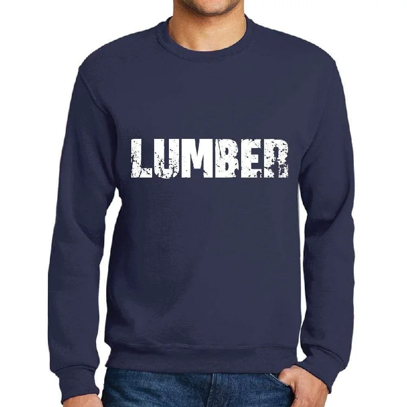 Men's Printed Graphic Sweatshirt Popular Words LUMBER French Navy