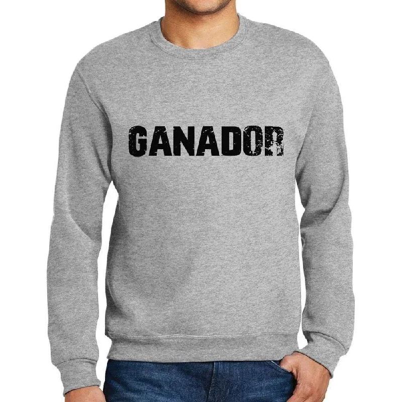 Men's Printed Graphic Sweatshirt Popular Words GANADOR Grey Marl