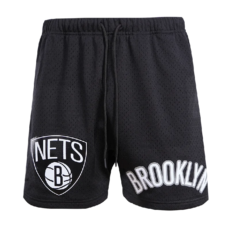 NBA BROOKLYN NETS LOGO MEN'S MESH SHORT (BLACK)