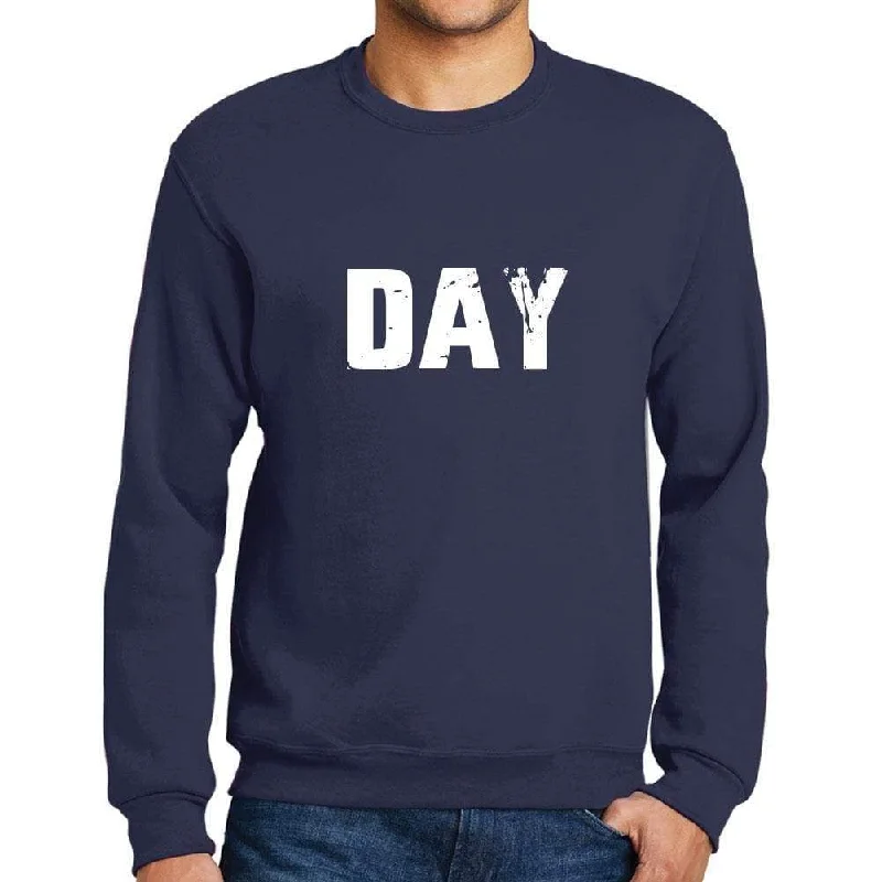 Men's Printed Graphic Sweatshirt Popular Words DAY French Navy