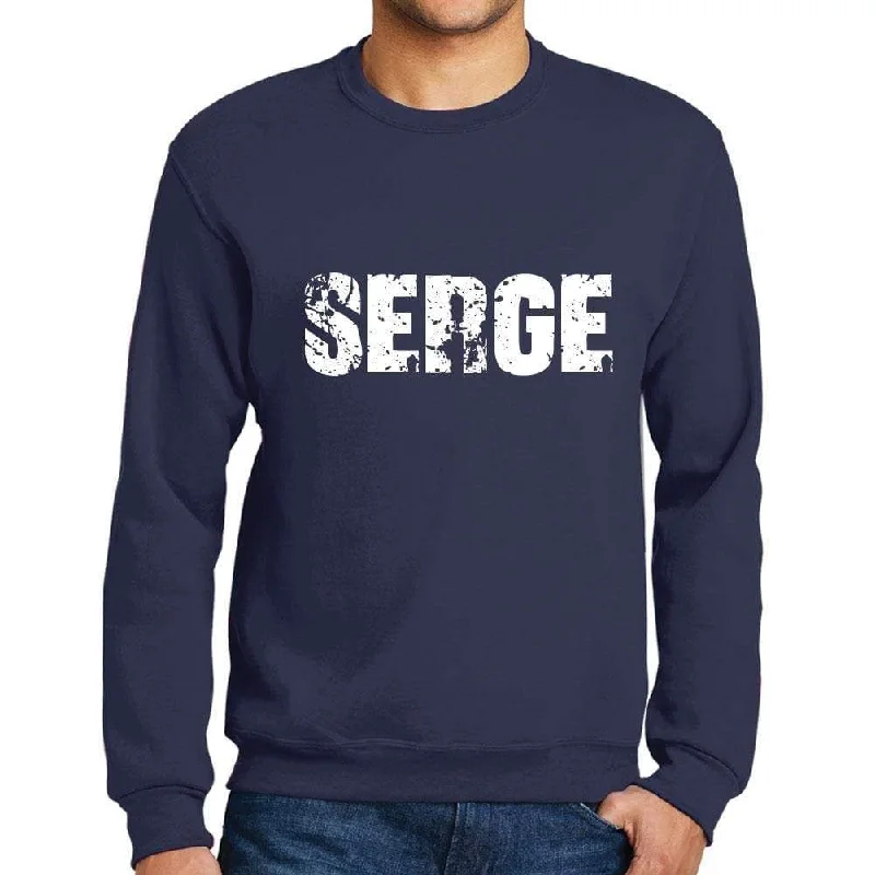 Men's Printed Graphic Sweatshirt Popular Words SERGE French Navy