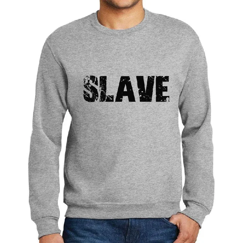 Men's Printed Graphic Sweatshirt Popular Words SLAVE Grey Marl