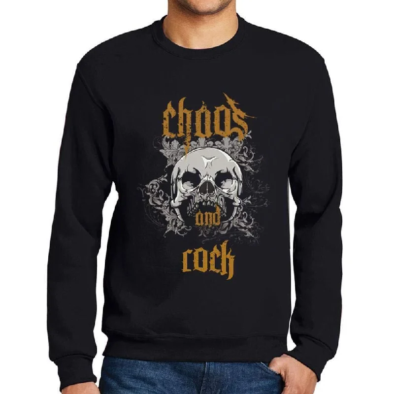 Ultrabasic - Homme Imprimé Graphique Sweat-Shirt Chaos and Rock Noir Profond