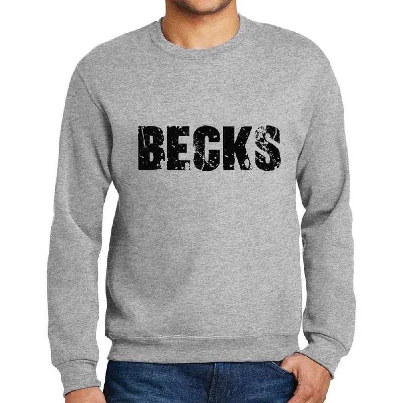 Men's Printed Graphic Sweatshirt Popular Words BECKS Grey Marl