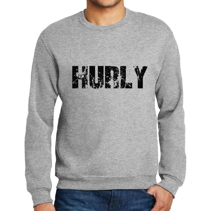 Men's Printed Graphic Sweatshirt Popular Words HURLY Grey Marl