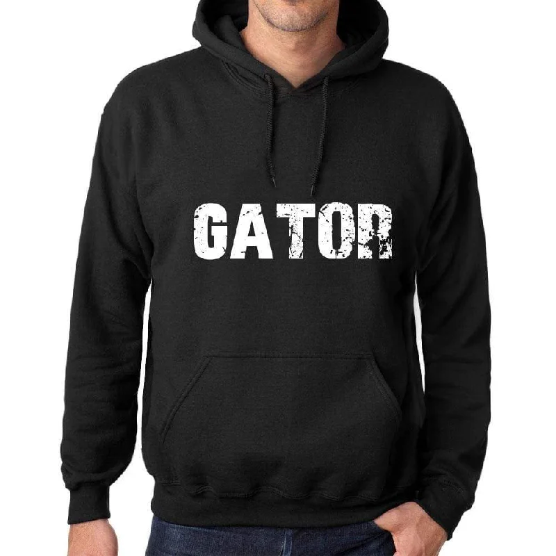 Men's Women's Unisex Printed Graphic Cotton Hoodie Soft Heavyweight Hooded Sweatshirt Pullover Popular Words GATOR Deep Black