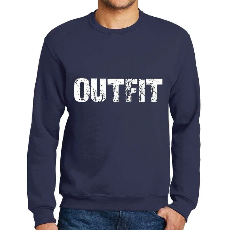 Men's Printed Graphic Sweatshirt Popular Words OUTFIT French Navy