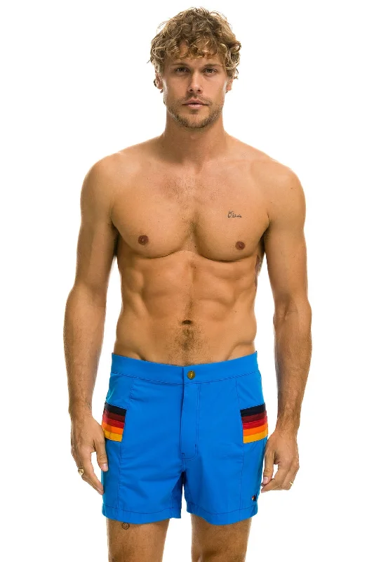 MEN'S HORIZONTAL 5 STRIPE FLEX SHORTS - PARROT BLUE