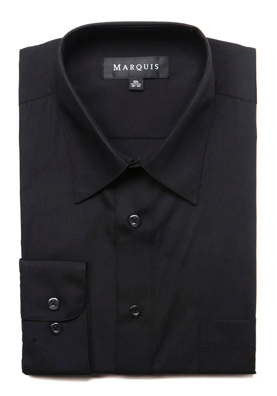 Marquis Men's Classic Fit Solid Dress Shirt - Black