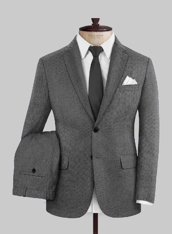 Scabal Tornado Herringbone Gray Wool Suit