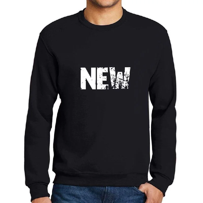 Men's Printed Graphic Sweatshirt Popular Words NEW Deep Black