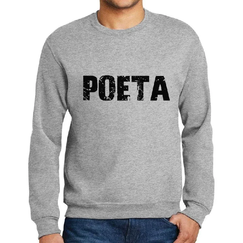 Men's Printed Graphic Sweatshirt Popular Words POETA Grey Marl