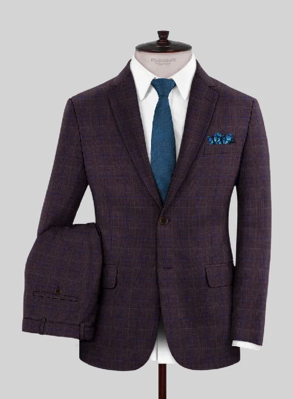 Reda Mulled Wine Checks Wool Suit