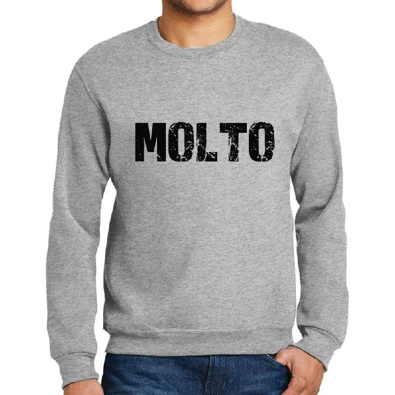 Men's Printed Graphic Sweatshirt Popular Words MOLTO Grey Marl