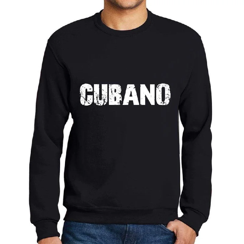 Men's Printed Graphic Sweatshirt Popular Words CUBANO Deep Black