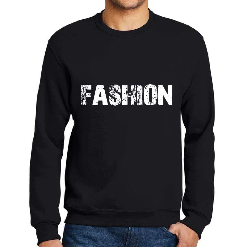 Men's Printed Graphic Sweatshirt Popular Words FASHION Deep Black