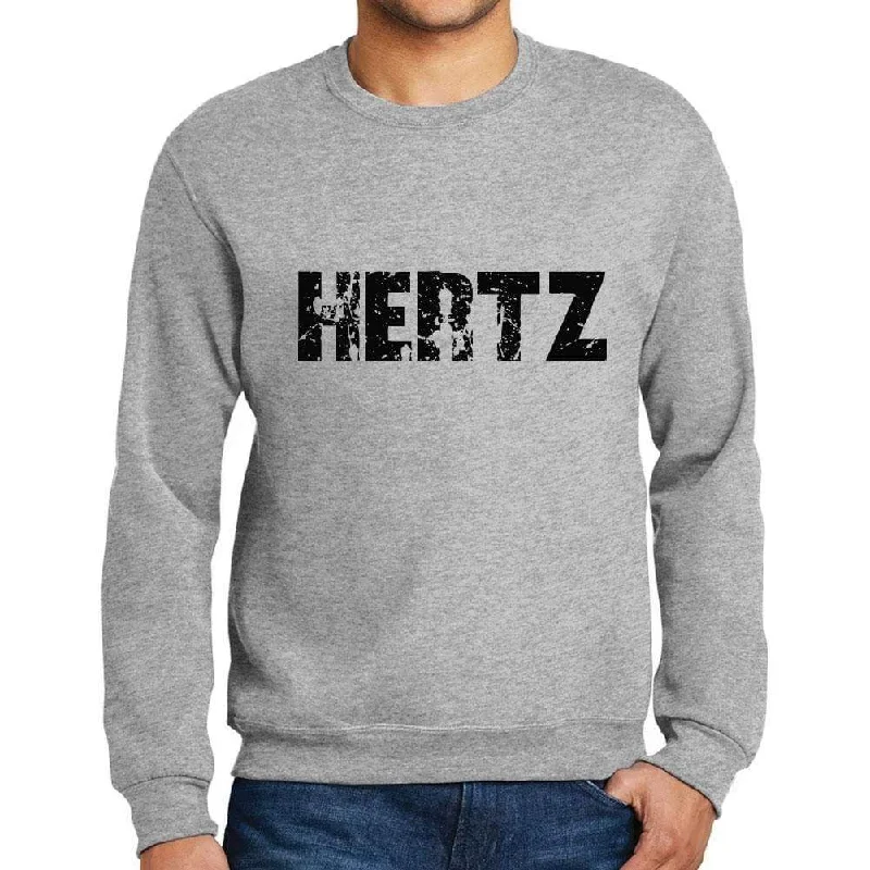 Men's Printed Graphic Sweatshirt Popular Words HERTZ Grey Marl