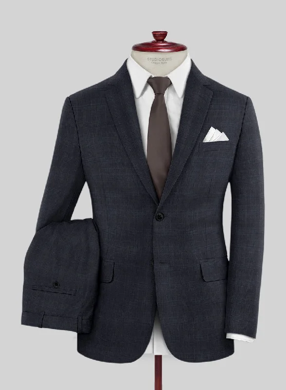 Lanificio Zegna Traveller Mence Blue Checks Wool Suit