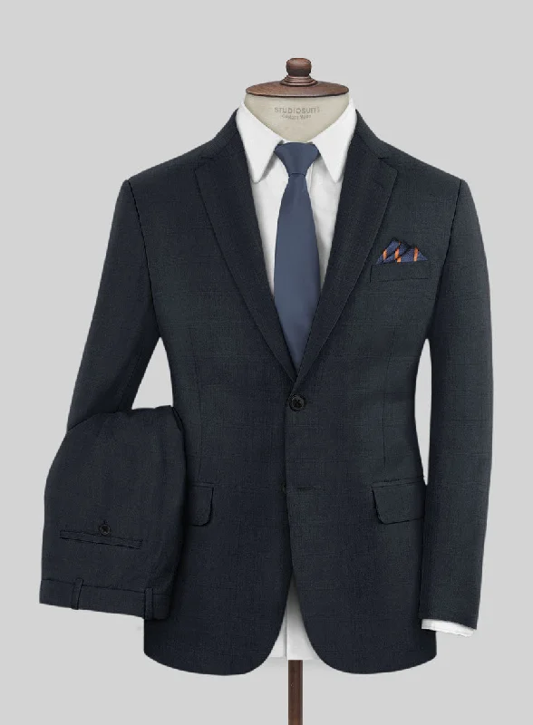 Lanificio Zegna Trofeo Malno Dark Blue Checks Wool Suit