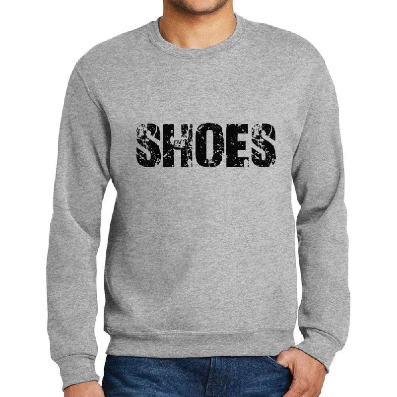 Men's Printed Graphic Sweatshirt Popular Words SHOES Grey Marl