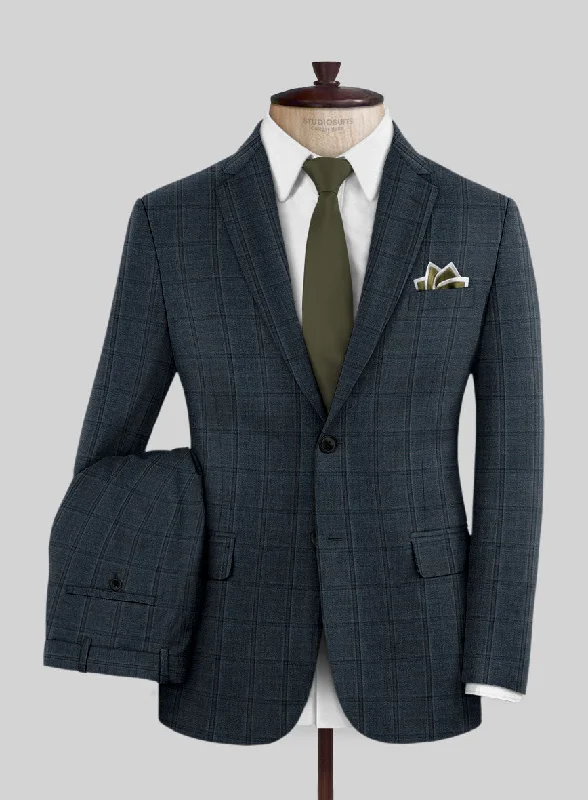 Reda Firefly Blue Checks Wool Suit