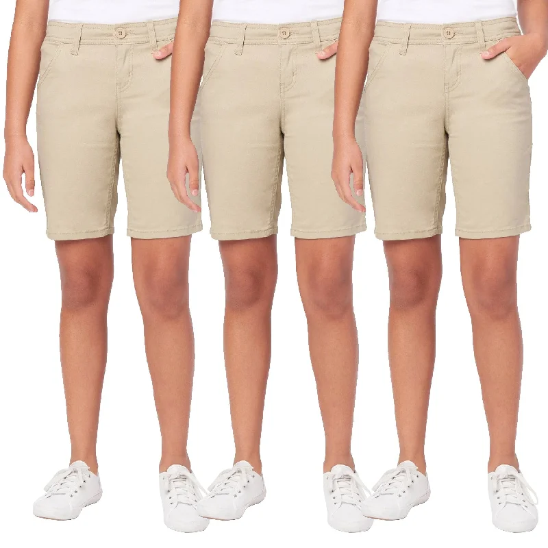 3-Pack Juniors School Uniform Super Stretch Bermuda Shorts