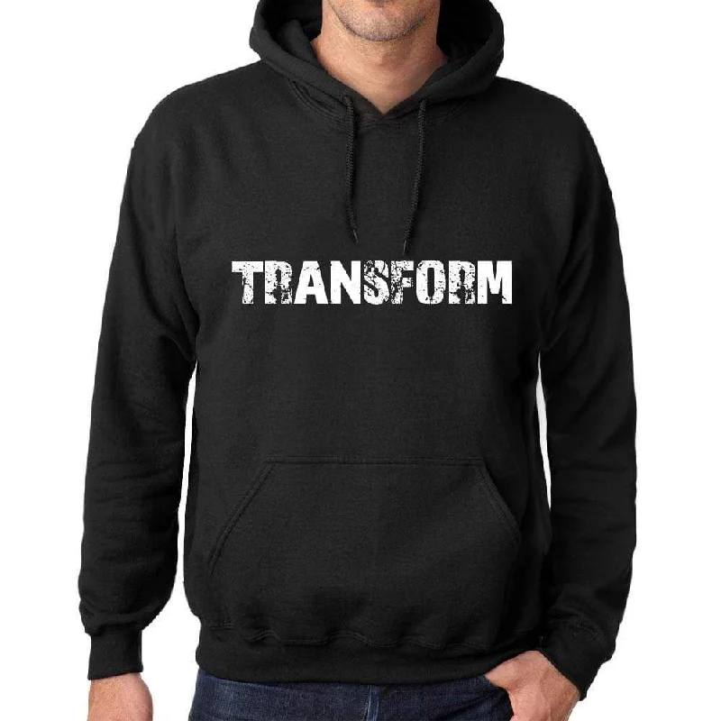 Men's Women's Unisex Printed Graphic Cotton Hoodie Soft Heavyweight Hooded Sweatshirt Pullover Popular Words TRANSFORM Deep Black