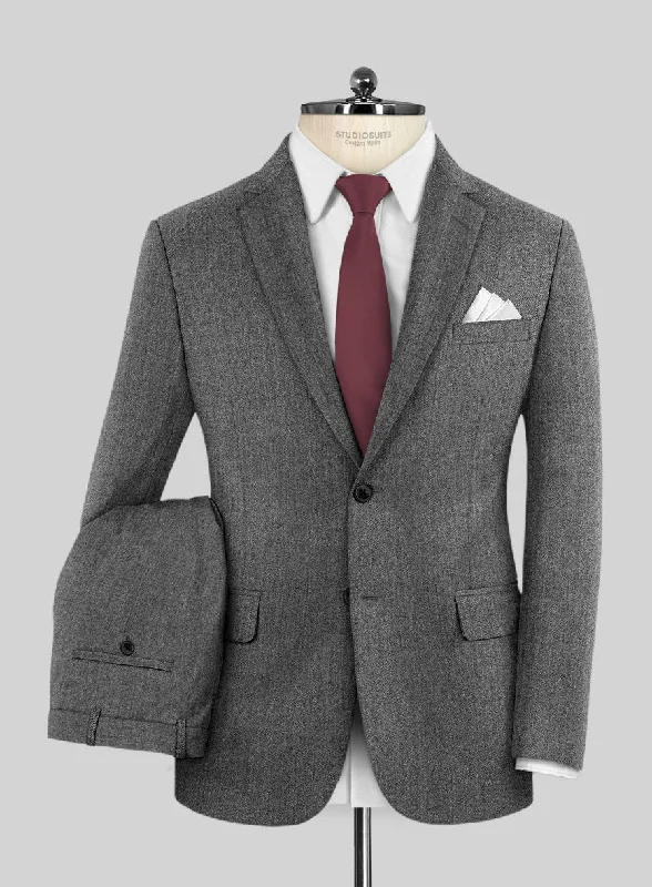 Scabal Sapphire Herringbone Gray Wool Suit