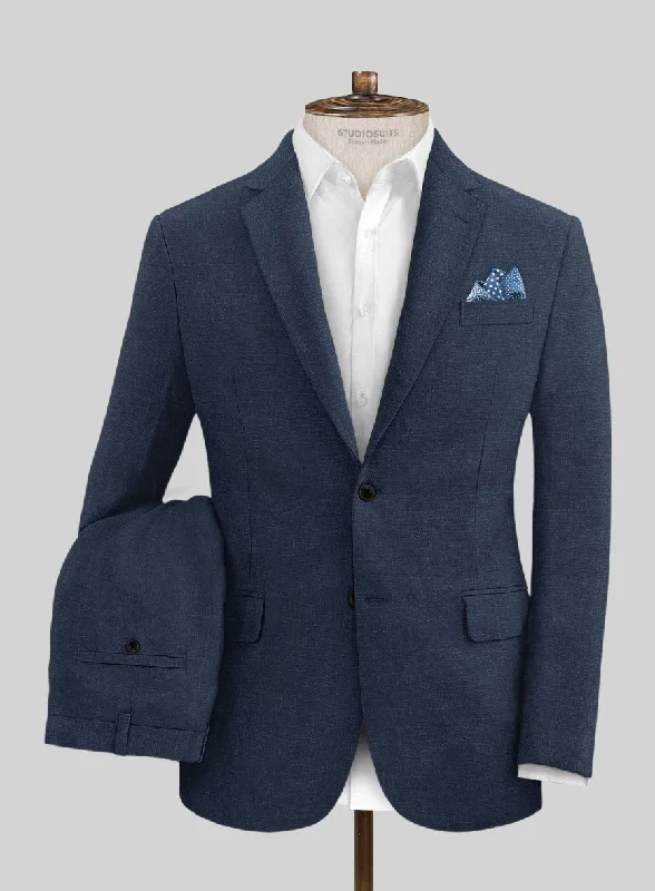 Solbiati Art Du Lin Indigo Blue Linen Suit