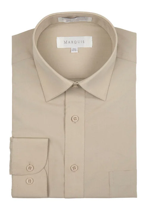 Marquis Men's Classic Fit Solid Dress Shirt - Sand