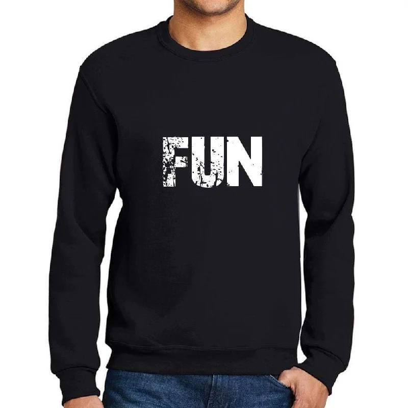 Men's Printed Graphic Sweatshirt Popular Words FUN Deep Black